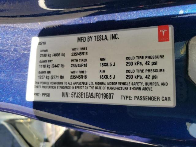 Photo 10 from auction – 2018 TESLA MODEL 3 with VIN 5YJ3E1EA9JF019607