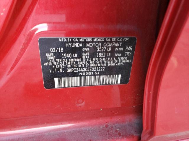 Photo 10 from auction – 2018 HYUNDAI ACCENT SE with VIN 3KPC24A30JE021222