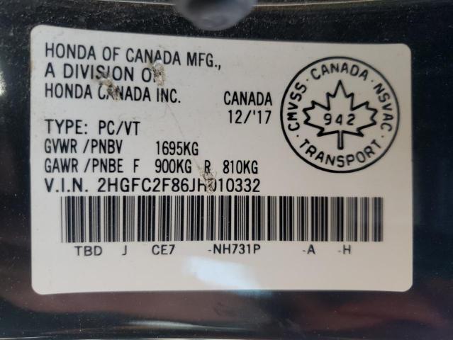 Photo 10 from auction – 2018 HONDA CIVIC EX with VIN 2HGFC2F86JH010332