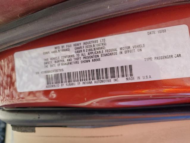 Photo 10 from auction – 2004 SUBARU LEGACY OUT with VIN 4S3BE686247207315