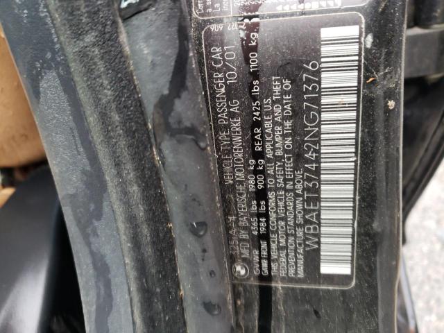 Photo 10 from auction – 2002 BMW 325 I with VIN WBAET37442NG71376