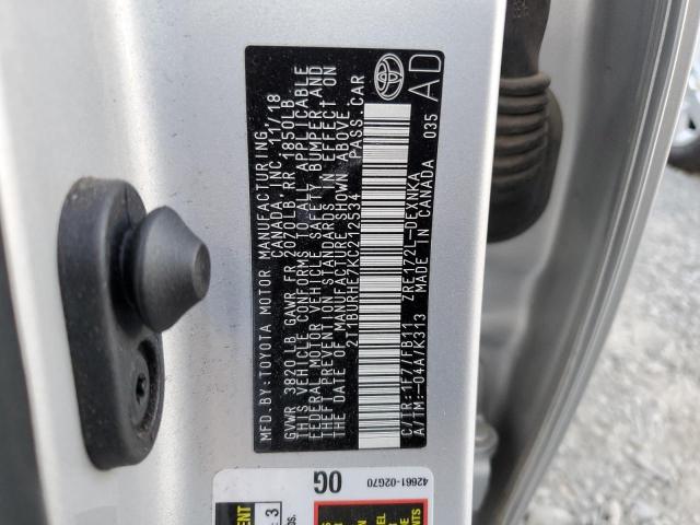 Photo 10 from auction – 2019 TOYOTA COROLLA L with VIN 2T1BURHE7KC212534