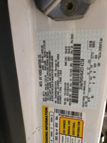 Photo 10 from auction – 2016 FORD FUSION SE with VIN 3FA6P0HD4GR214258