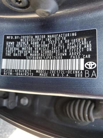 Photo 10 from auction – 2018 TOYOTA COROLLA L with VIN 5YFBURHE1JP812688