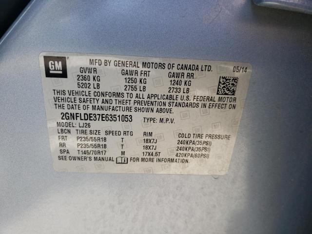 Photo 10 from auction – 2014 CHEVROLET EQUINOX LT with VIN 2GNFLDE37E6351053