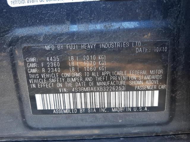 Photo 10 from auction – 2011 SUBARU LEGACY 2.5 with VIN 4S3BMBA6XB3226253