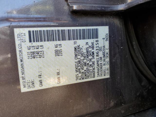 Photo 10 from auction – 2012 NISSAN MAXIMA S with VIN 1N4AA5AP4CC863158