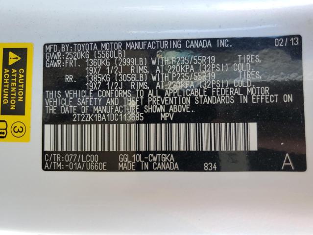 Photo 10 from auction – 2013 LEXUS RX 350 with VIN 2T2ZK1BA1DC113685