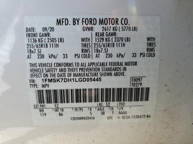 Photo 10 from auction – 2020 FORD EXPLORER X with VIN 1FMSK7DH1LGD05445