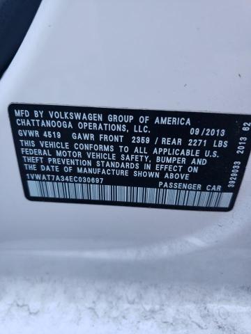 Photo 10 from auction – 2014 VOLKSWAGEN PASSAT S with VIN 1VWAT7A34EC030697