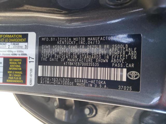 Photo 10 from auction – 2013 TOYOTA AVALON BAS with VIN 4T1BK1EB7DU035535