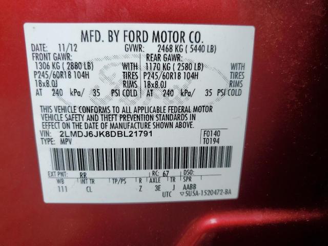 Photo 10 from auction – 2013 LINCOLN MKX with VIN 2LMDJ6JK8DBL21791