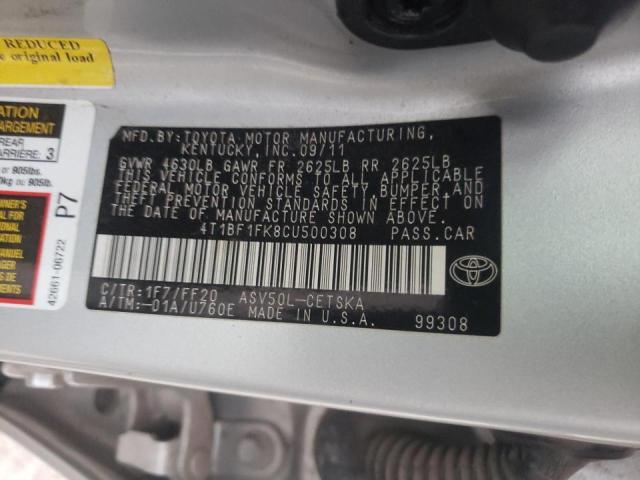 Photo 10 from auction – 2012 TOYOTA CAMRY BASE with VIN 4T1BF1FK8CU500308