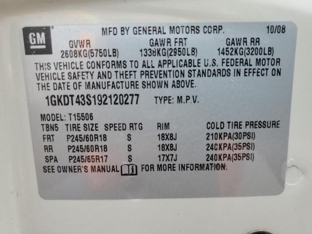 Photo 10 from auction – 2009 GMC ENVOY SLT with VIN 1GKDT43S192120277