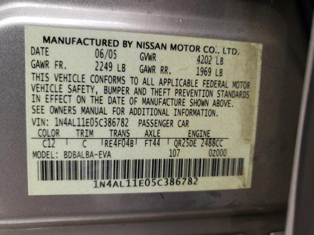 Photo 10 from auction – 2005 NISSAN ALITMA with VIN 1N4AL11E05C386782
