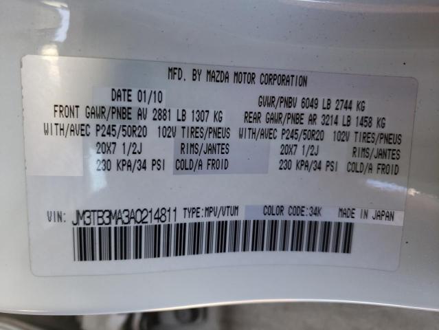 Photo 10 from auction – 2010 MAZDA CX-9 with VIN JM3TB3MA3A0214811