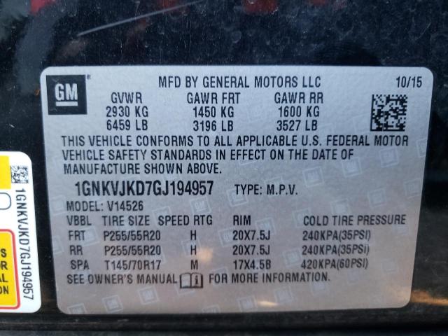 Photo 10 from auction – 2016 CHEVROLET TRAVERSE L with VIN 1GNKVJKD7GJ194957