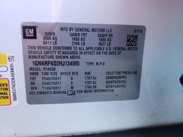 Photo 10 from auction – 2017 CHEVROLET TRAVERSE L with VIN 1GNKRFKD2HJ134085
