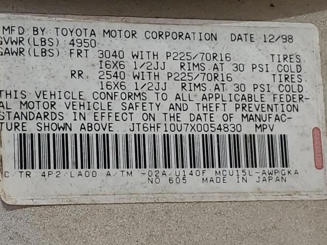 Photo 10 from auction – 1999 LEXUS RX 300 with VIN JT6HF10U7X0054830