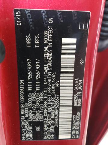 Photo 10 from auction – 2015 TOYOTA 4RUNNER SR with VIN JTEBU5JR6F5235677