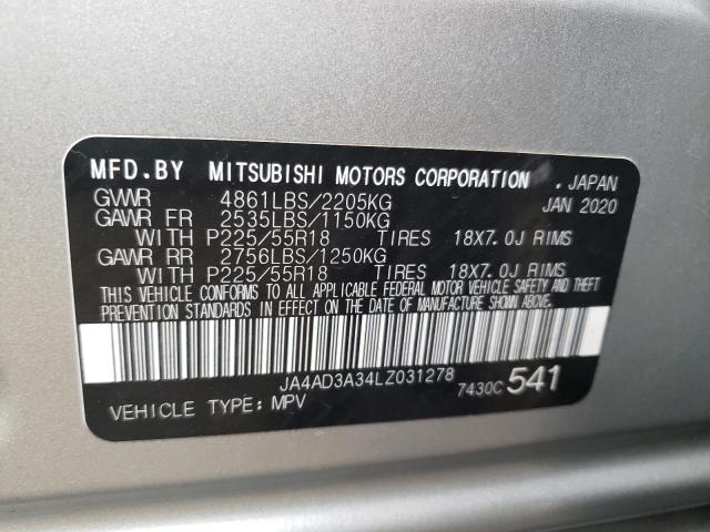 Photo 10 from auction – 2020 MITSUBISHI OUTLANDER with VIN JA4AD3A34LZ031278