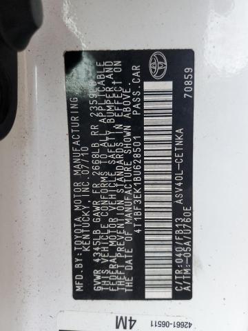 Photo 10 from auction – 2011 TOYOTA CAMRY BASE with VIN 4T1BF3EK1BU628501
