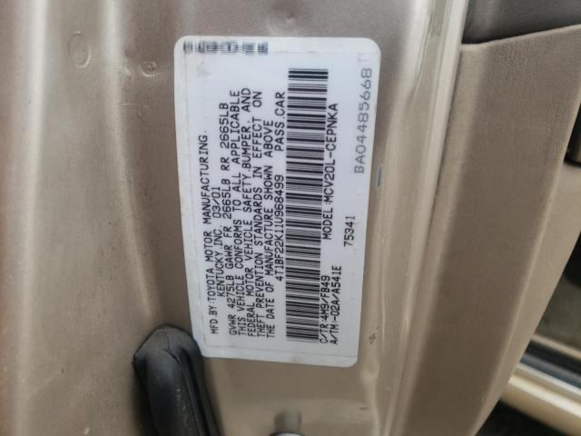 Photo 10 from auction – 2001 TOYOTA CAMRY with VIN 4T1BF22K11U968499