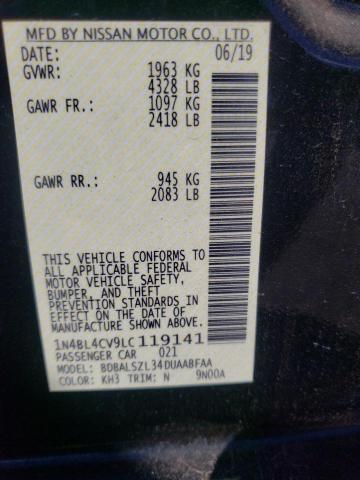 Photo 10 from auction – 2020 NISSAN ALTIMA SR with VIN 1N4BL4CV9LC119141