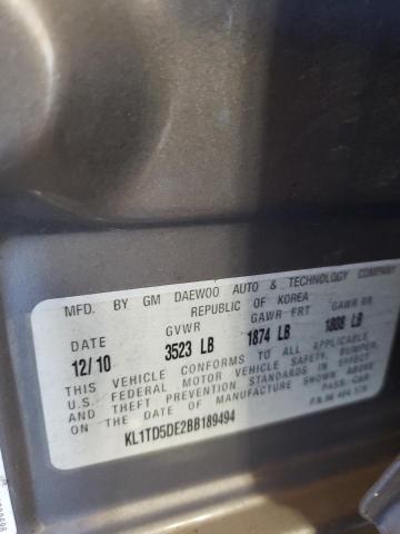 Photo 10 from auction – 2011 CHEVROLET AVEO LS with VIN KL1TD5DE2BB189494