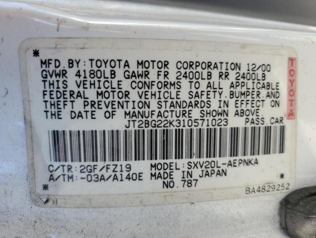 Photo 10 from auction – 2001 TOYOTA CAMRY with VIN JT2BG22K310571023
