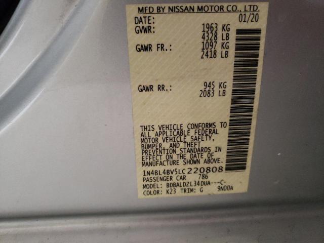 Photo 10 from auction – 2020 NISSAN ALTIMA S with VIN 1N4BL4BV5LC220808