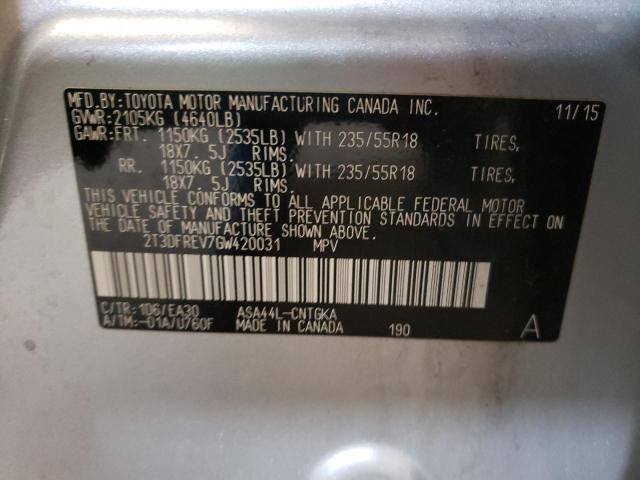 Photo 10 from auction – 2016 TOYOTA RAV4 LIMIT with VIN 2T3DFREV7GW420031