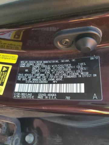 Photo 10 from auction – 2012 TOYOTA HIGHLANDER with VIN 5TDYK3EH3CS080960