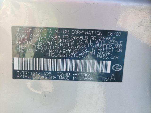 Photo 10 from auction – 2007 LEXUS ES 350 with VIN JTHBJ46G172143778