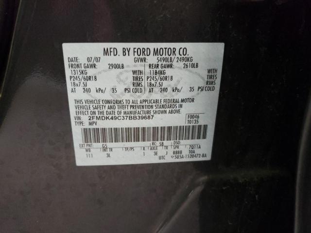 Photo 10 from auction – 2007 FORD EDGE SEL P with VIN 2FMDK49C37BB39687