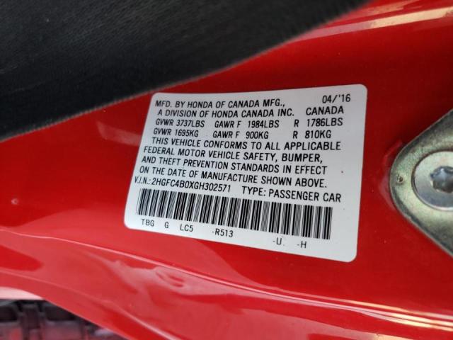 Photo 10 from auction – 2016 HONDA CIVIC LX with VIN 2HGFC4B0XGH302571