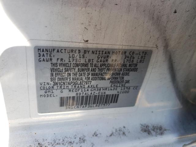 Photo 10 from auction – 2016 NISSAN VERSA S with VIN 3N1CN7AP3GL827977