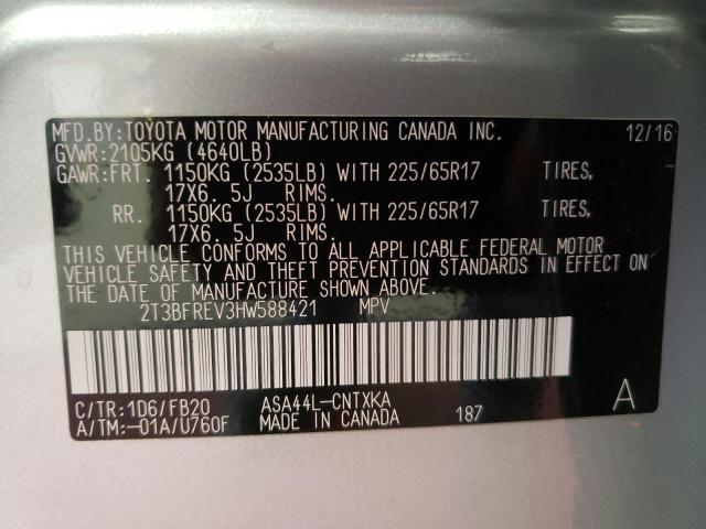 Photo 10 from auction – 2017 TOYOTA RAV4 LE with VIN 2T3BFREV3HW588421