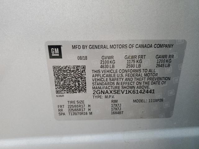 Photo 10 from auction – 2019 CHEVROLET EQUINOX LS with VIN 2GNAXSEV1K6142441