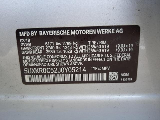 Photo 10 from auction – 2018 BMW X5 XDRIVE3 with VIN 5UXKR0C52J0Y05214