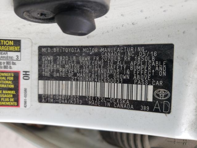 Photo 10 from auction – 2016 TOYOTA COROLLA with VIN 2T1BURHE4GC690031