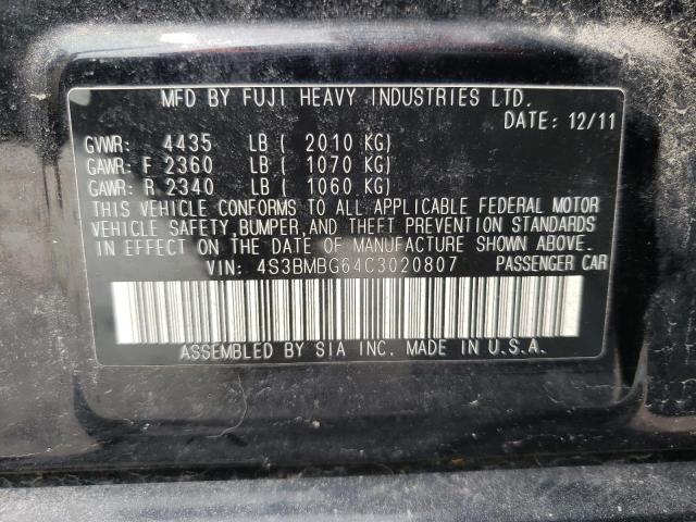 Photo 10 from auction – 2012 SUBARU LEGACY 2.5 with VIN 4S3BMBG64C3020807