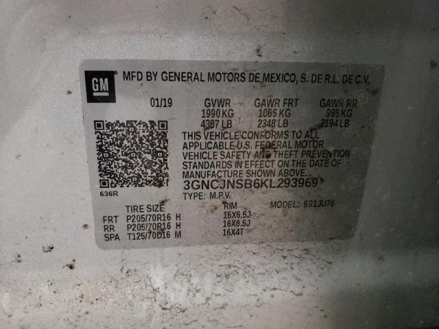 Photo 10 from auction – 2019 CHEVROLET TRAX LS with VIN 3GNCJNSB6KL293969
