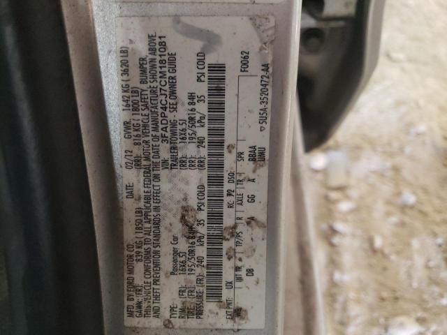 Photo 10 from auction – 2012 FORD FIESTA SEL with VIN 3FADP4CJ7CM181081