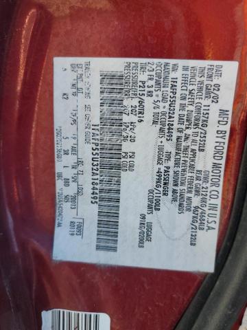 Photo 10 from auction – 2002 FORD TAURUS with VIN 1FAFP55U32A184495
