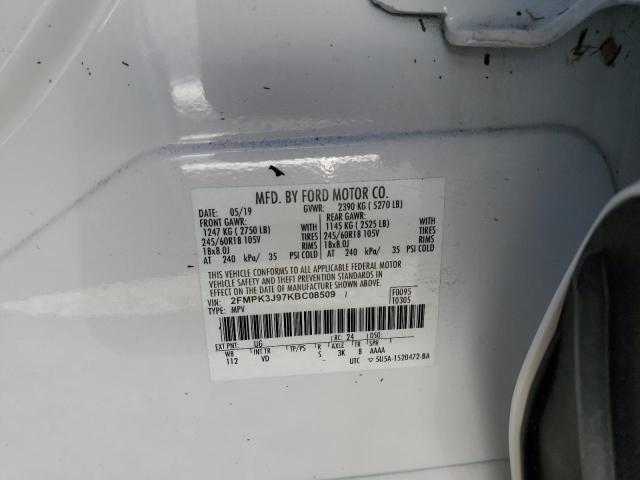 Photo 10 from auction – 2019 FORD EDGE SEL with VIN 2FMPK3J97KBC08509