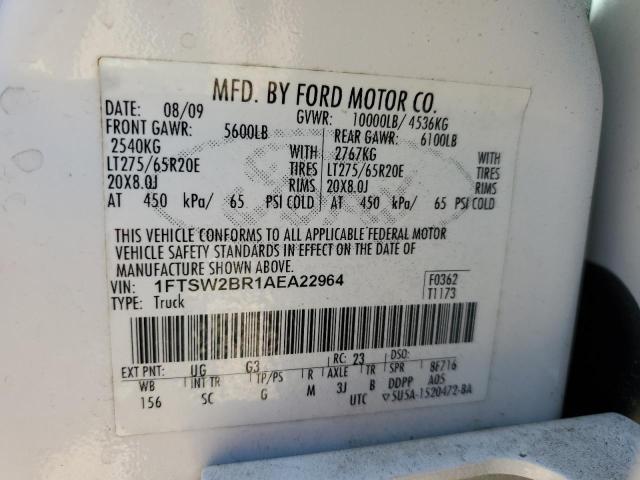 Photo 10 from auction – 2010 FORD F250 SUPER with VIN 1FTSW2BR1AEA22964