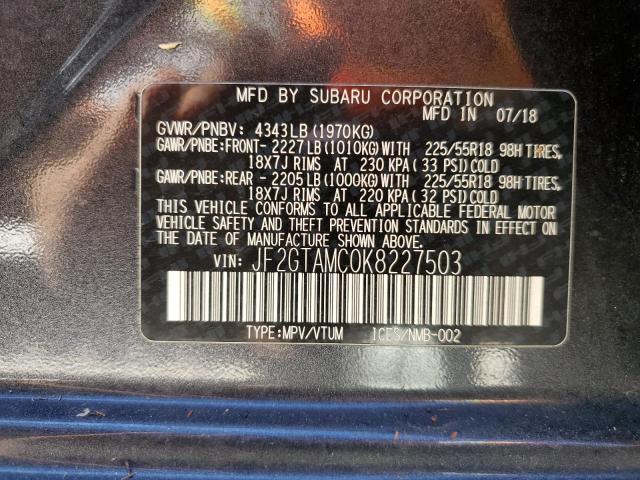 Photo 10 from auction – 2019 SUBARU CROSSTREK with VIN JF2GTAMC0K8227503