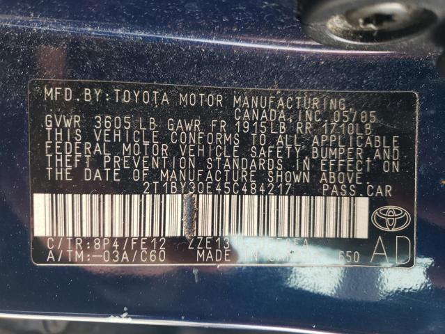 Photo 10 from auction – 2005 TOYOTA COROLLA XR with VIN 2T1BY30E45C484217