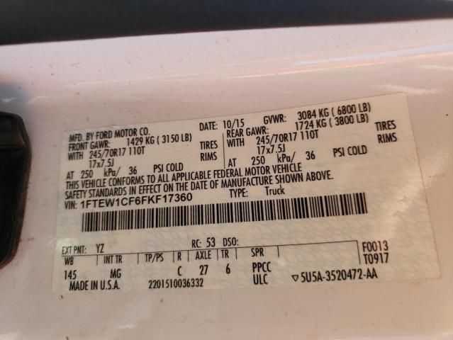 Photo 10 from auction – 2015 FORD F150 SUPER with VIN 1FTEW1CF6FKF17360